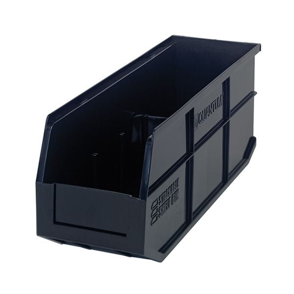 Quantum Storage Systems Polypropylene Stackable Shelf Bin, 7" High, Gray - 18" x 6" x 7"