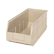 Quantum Storage Systems Polypropylene Stackable Shelf Bin, 7" High, Black - 18" x 8 1/4" x 7"