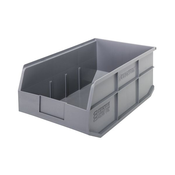 Quantum Storage Systems Polypropylene Stackable Shelf Bin, 7" High, Blue - 18" x 11" x 7"