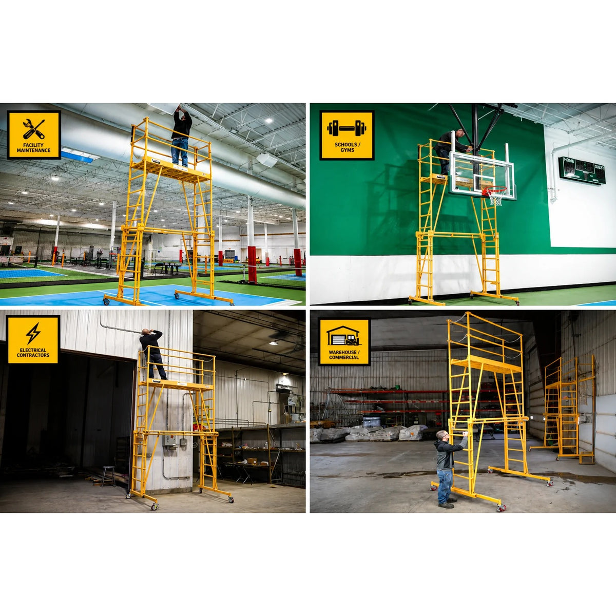 Paragon Pro Manufacturing Solutions 1101-22 Steel Tele-Tower Telescoping Scaffold, 35" x 80", Yellow - photo 2