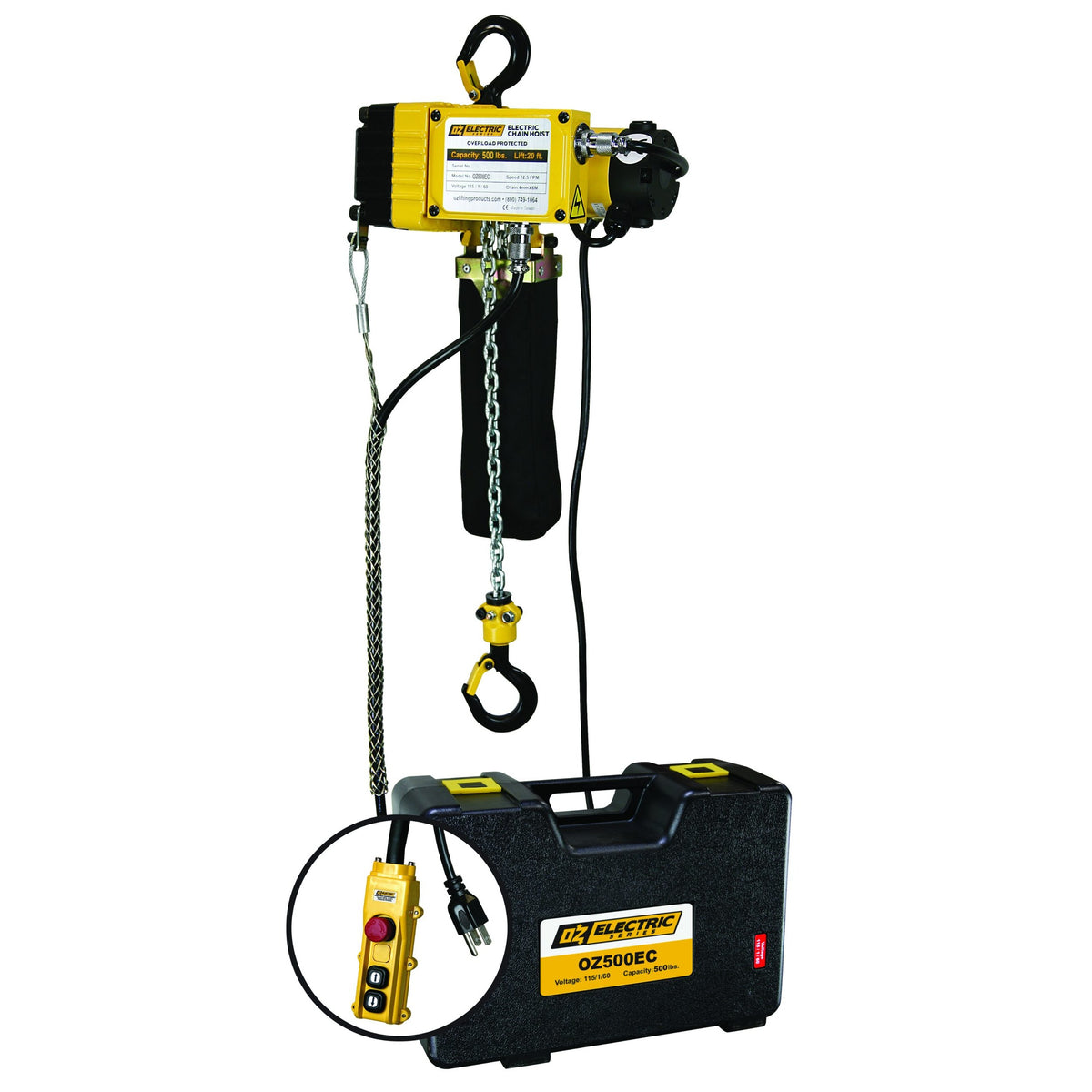 OZ Lifting Products Hoist, 115V - 500 lb.