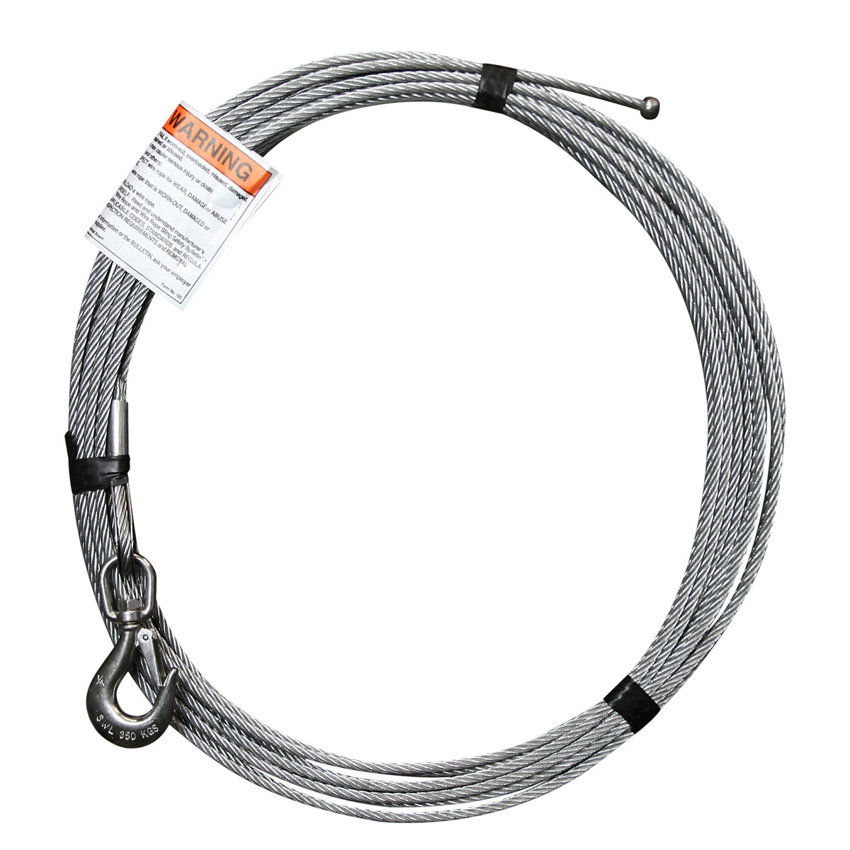 OZ Lifting Products OZGAL.25 Steel Rope Assembly, 1/4" Diameter, Silver - 40'