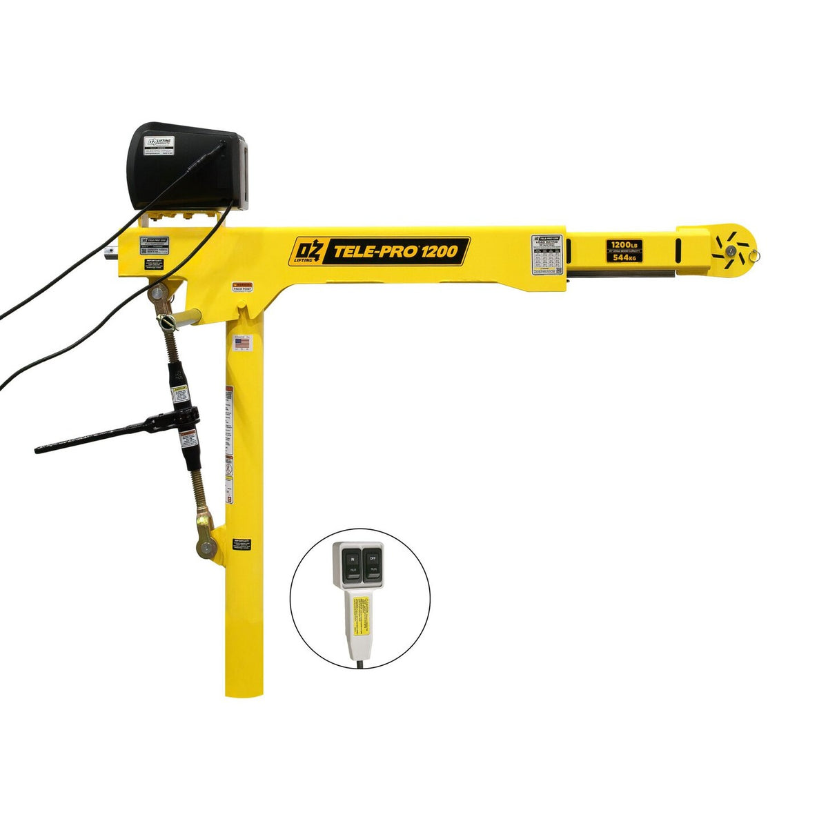 OZ Lifting Products Crane, 36 - 66" Long, 115V - 1,200 lb.
