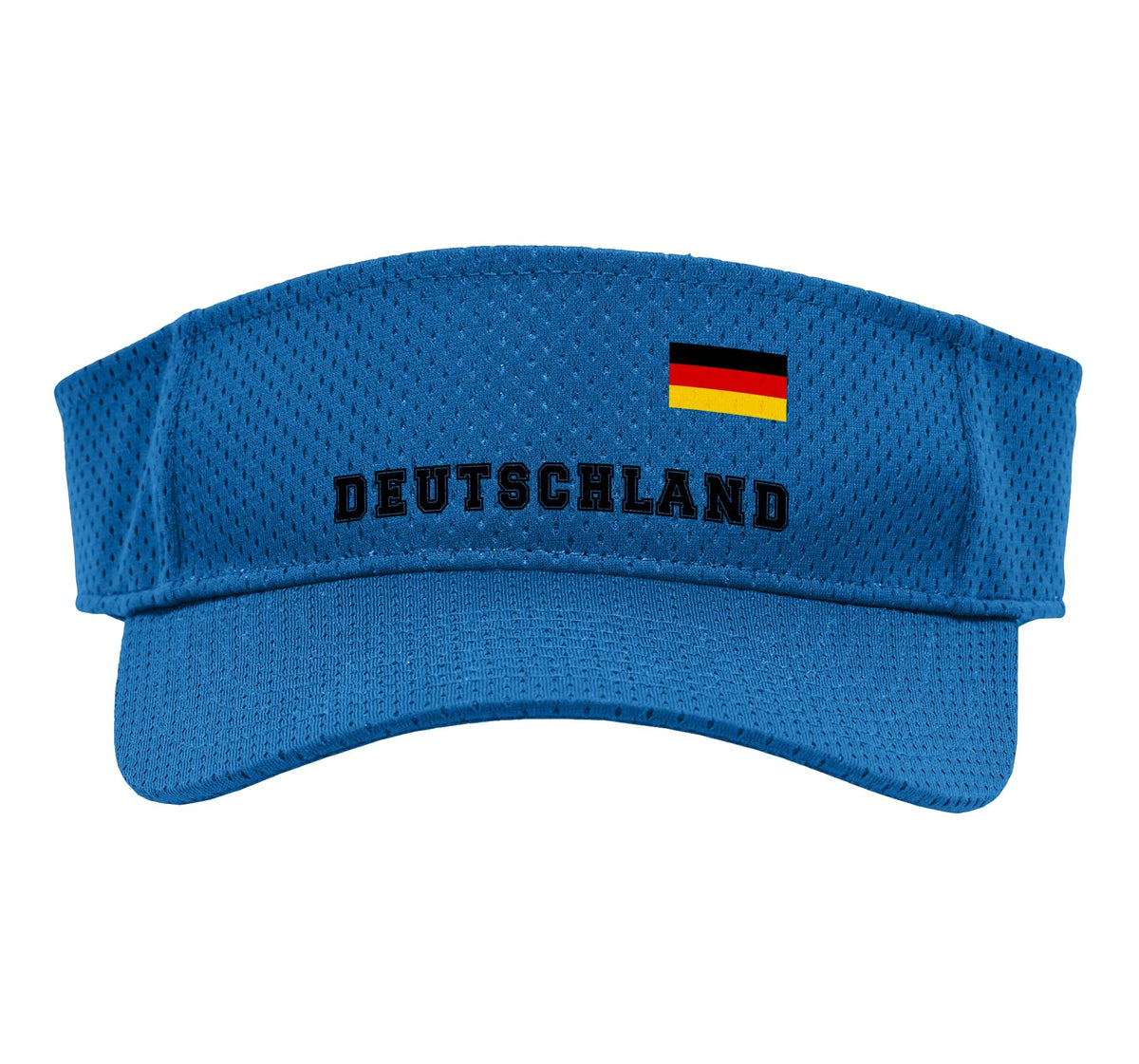 Federal Republic of Germany - Deutschland Flag on Chest Sport Sun Visor by Countries Flags Flags States Cities Designs – Polyester, Royal Blue