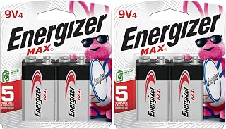 Energizer MAX 9V Batteries, 9 Volt Alkaline Batteries, 4 Count, (Pack of 2)