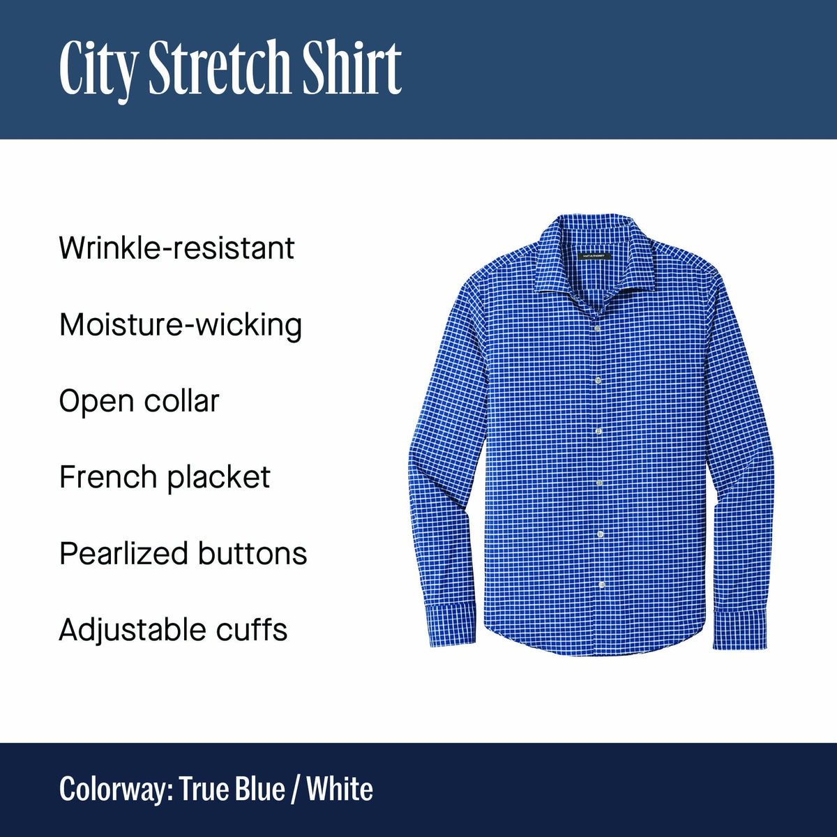 Men's City Stretch Button-Down Shirt by Port Authority – 4X-Large, True Blue/ White, Model W680