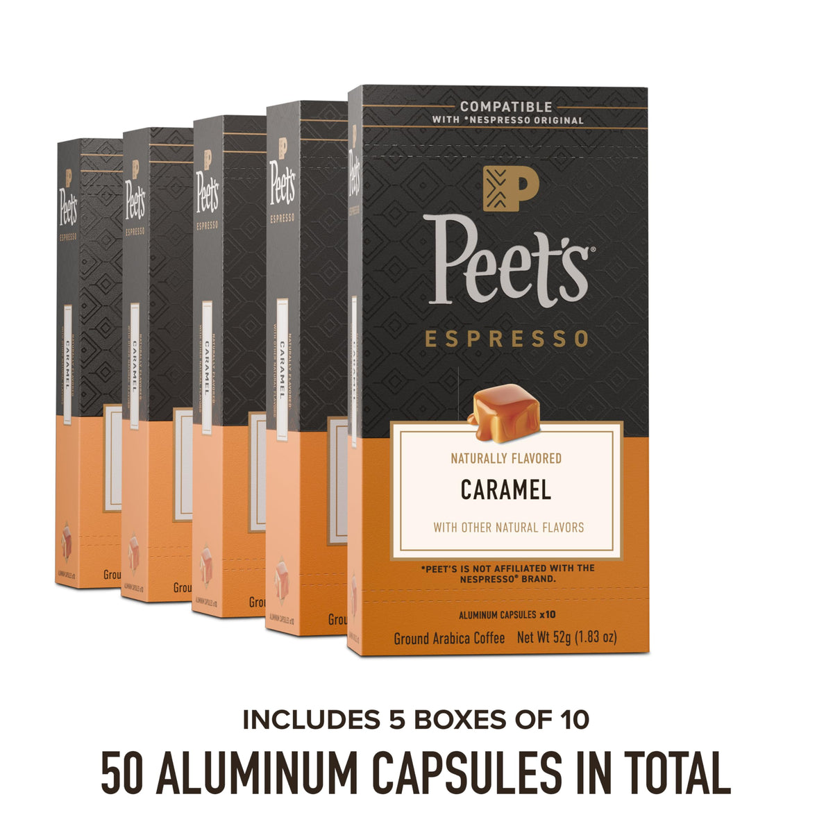 Peet's Coffee Caramel / 10 Count (Pack of 5) / Dark Roast Coffee Gifts