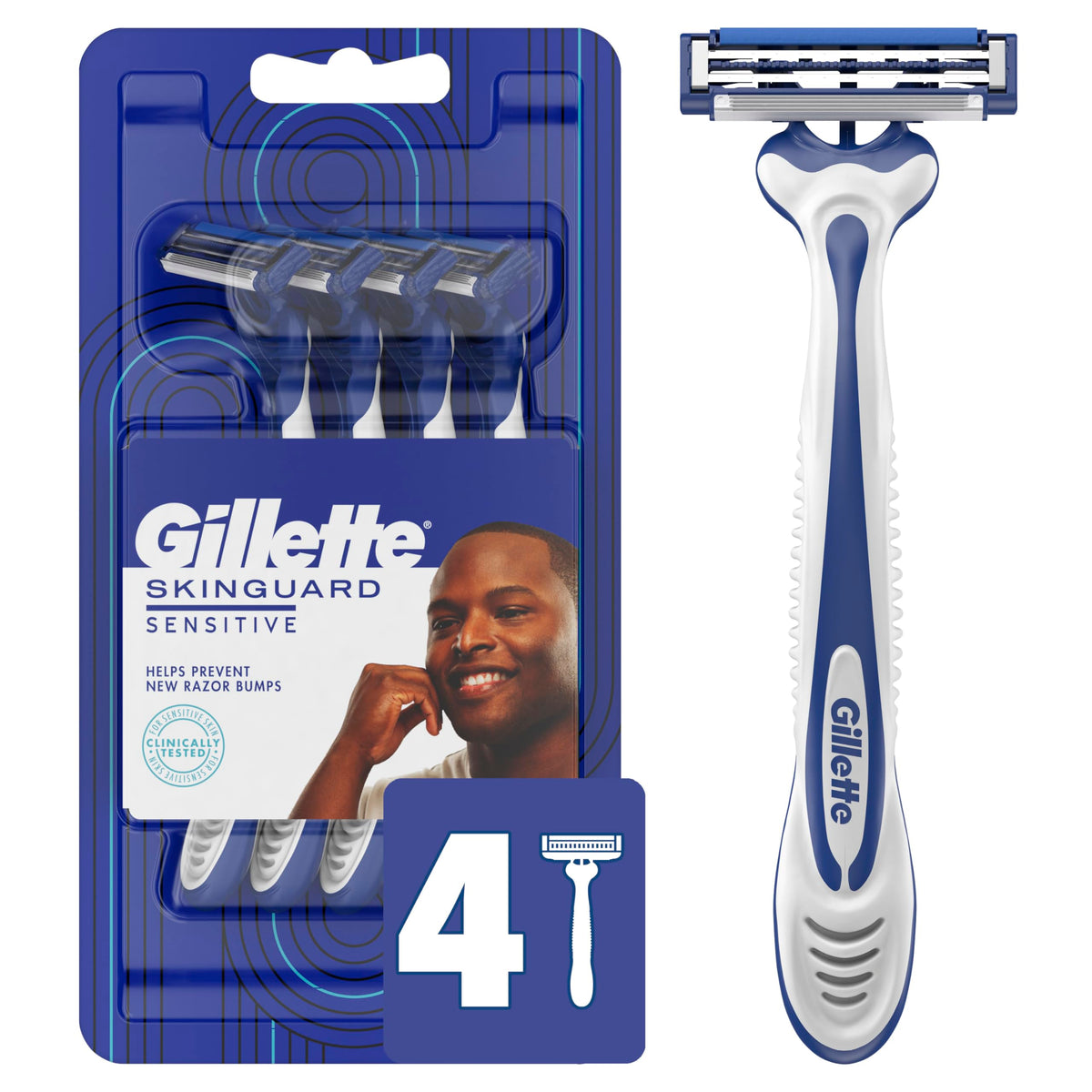 SkinGuard Razors for Men by Gillette – 4 Count (Pack of 1), Plastic, Silver