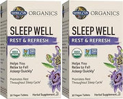 Garden of Life Organics Sleep Well Rest & Refresh 30 Tablets, Green Tea Extract L-Theanine, Valerian Root, Chamomile, Probiotics-Organic Non-GMO Vegan Gluten Free Herbal Supplement(Pack of 2)