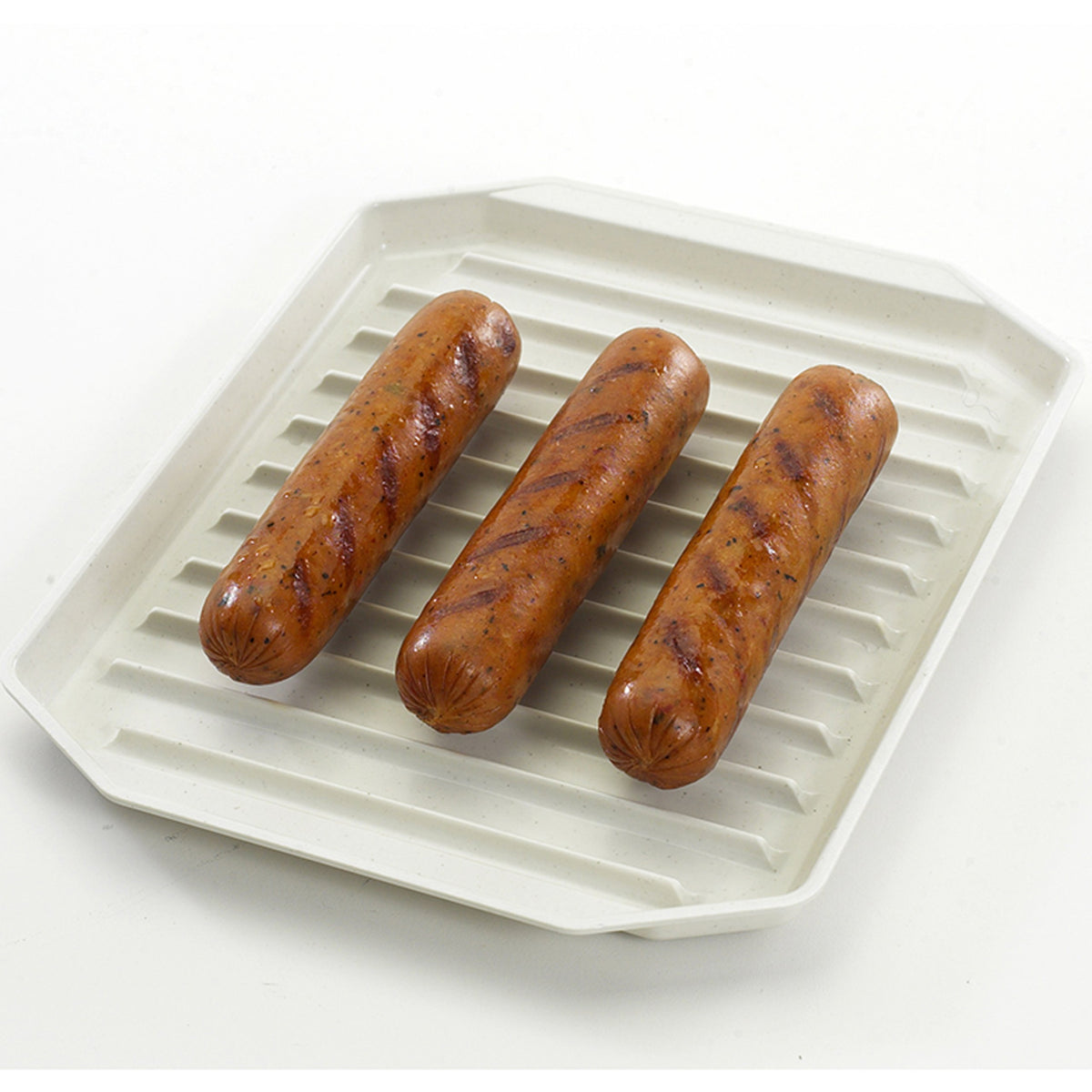 Microwave Compact Bacon Plastic Rack by Nordic Ware – 8.8" x 7.6" x 0.6", Plastic, White, Model 60110AMZ