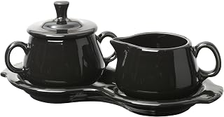 Fiesta Covered Creamer and Sugar Set with Tray, Black