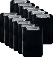 Officemate Memo Clipboards, 6 x 9-Inch, Plastic Writing Boards With Low-Profile Metal Clip and Hang Hole, 12-Pack, Black