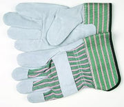 MCR Safety 1230 Split Leather Palm Gloves, Large, White, Gray, 1-Pair