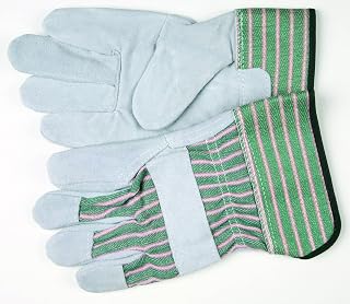 MCR Safety 1230 Split Leather Palm Gloves, Large, White, Gray, 1-Pair