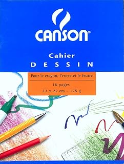 Canson Set of 10 Drawing Notebooks with 16 Plain Pages 125 g 17 x 22 Card cover