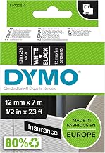 DYMO DYMS0720610 12 mm x 7 m D1 45021 Cartridge Tape - White on Black