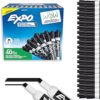 EXPO Dry Erase Markers, Low Odor Ink, Black, Chisel Tip, 40 Count - Whiteboard, Calendar, Organization, Essential Supplies for Office, School, Classroom, Teachers