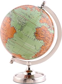Rely+ 6" Light Green Earth Globe for Desk & Office Decor 6-inch Classy Desktop World Rotating Globe with Silver Stand (NOT PLASTIC!) Perfect for Bookshelf and Table - Unique Men's Office Decor Gifts