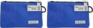 Vaultz Money Bag with Lock - 5 x 8 Inch, Men & Women's Locking Accessories Pouch for Cash, Bank Deposits, Wallet, Medicine, Phone and Credit Cards - BLUE (Pack of 2)