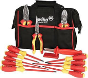 Wiha 32878 Insulated Tool Set with Pliers, Cutters, Xeno, Square, Slotted & Phillips Screwdrivers in Tool Box, 13-Piece