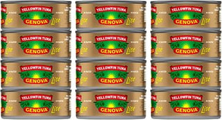 Genova Premium Lite Yellowfin Tuna in Water, Wild Caught, Solid Light, 5 oz. Can (Pack of 12)