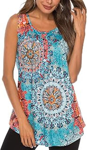 Women's Summer Sleeveless Button Up Casual Loose Tank Tops Tunic Shirts Blouses