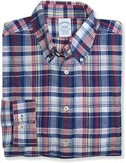 Brooks Brothers Mens Regular Fit Madras Cotton L/S Plaid Button Down Shirt,