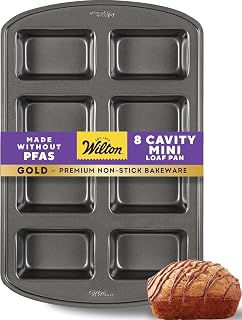 Wilton Gold Non-Stick Mini Loaf Pan, Made Without PFAS, 8-Cavity