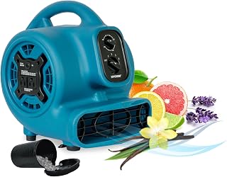 XPOWER P-260AT Freshen Mini Mighty Scented Air Mover, Utility Fan, Dryer, Blower with Power Outlets & Timer-1/5 HP, 800 CFM, 4 Speeds