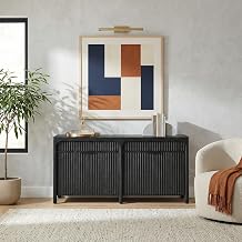 Martin Furniture 70" TV Console, Entertainment Stand, Wood Accent Cabinet, Fully Assembled, Ebony Black