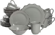 10 Strawberry Street Oxford Gray 24 Piece Dinnerware Set