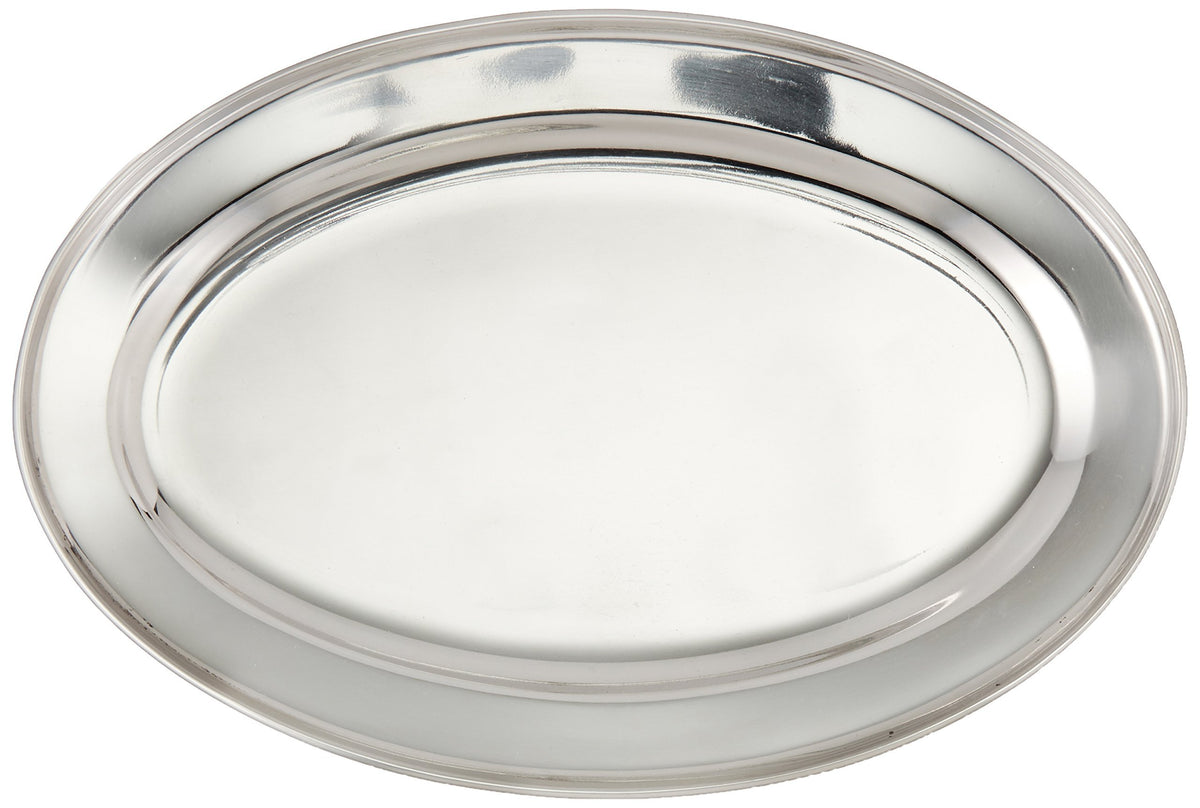 12" x 8 5/8" Oval Stainless Steel Platter by Winco – 12-Inch, Stainless Steel, Model OPL-12