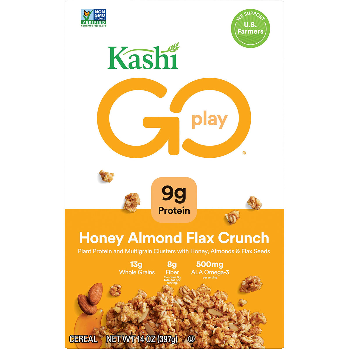 GO, Breakfast Cereal, Honey Almond Flax Crunch, Excellent Source of Fiber, 14oz Box by Kashi – 14 Ounce (Pack of 1), Model 1862770337, 70337, KSH-70339