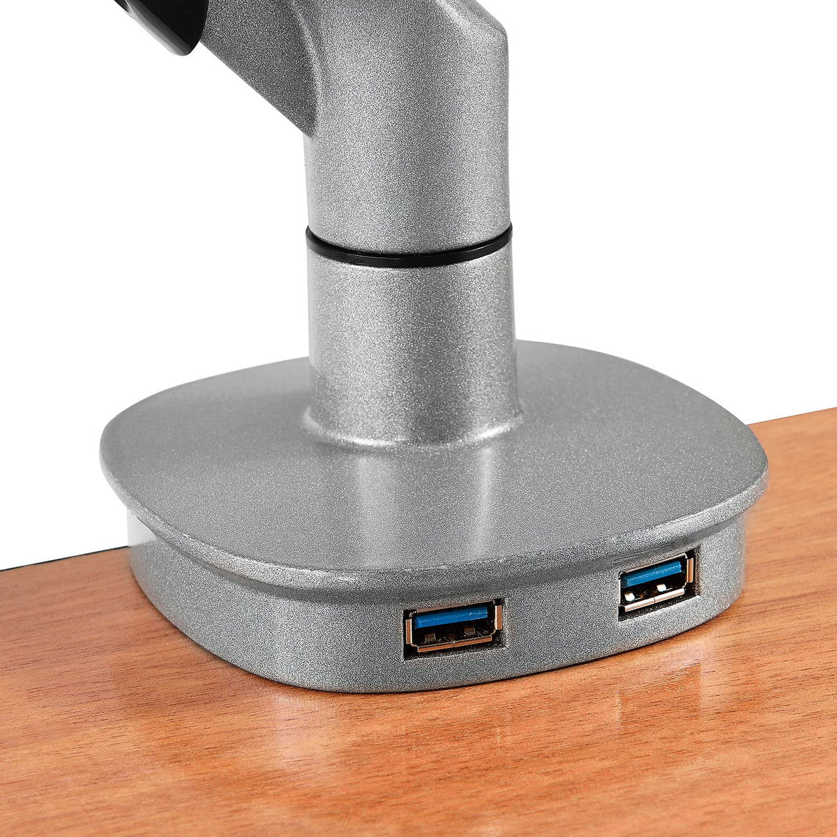 Articulating Single Monitor Desk Mount by Global Industrial – 14.25"L x 13"W x 4.25"H, Aluminum, Black/Silver, Model DLB560