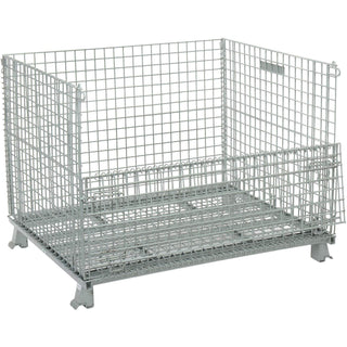 Wire Mesh Folding Open-Top Container by Global Industrial – 30.4 cubic_feet, Wire Mesh 2"x2", Gray Powder Coat Finish, Model 493395