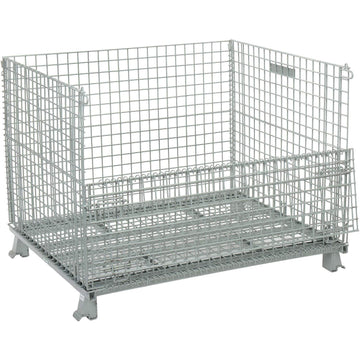 Wire Mesh Folding Open-Top Container by Global Industrial – 30.4 cubic_feet, Wire Mesh 2"x2", Gray Powder Coat Finish, Model 493395