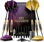 Premium Steel Tip Darts Set - Professional Darts, Brass Barrels, Metal Tip Darts, Extra Flights, (12) Aluminum Shafts 35/48, O-Rings, Dart Tool, Dart Sharpener, Darts Case