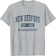 New Bedford Massachusetts MA Vintage Sports Design Navy T-Shirt