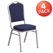 Hercules Crown Back Stackable Banquet Chair by Flash Furniture – Set of 4, Terylene, Oriented Strand Board, Plastic, Foam, Metal, Fabric, Model 4-FD-C01-S-2-GG