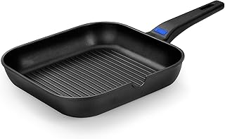 Braisogona Monix Solid+ Cast Aluminium Non-Stick Flat Griddle Pan, 24 cm, Black