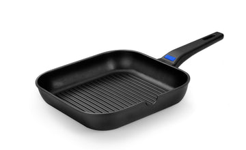 Solid+ Cast Aluminium Non-Stick Ribbed Griddle Pan by Monix – 28 cm, 3.14 liters, Aluminum, Black, Model M350030