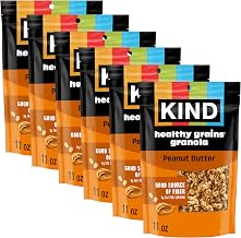 Kind Healthy Grains Granola, Peanut Butter Clusters, Gluten Free, Healthy Snack Mix, 10g Protein, 11oz, 6 Count