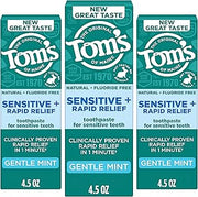 Tom's of Maine Rapid Relief and Sensitive Toothpaste, Mint, 3 Pack, 4.5 oz