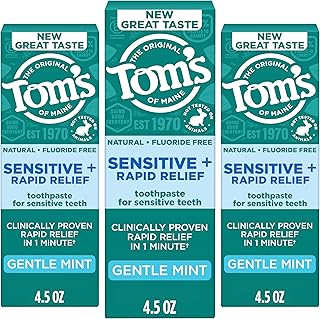 Tom's of Maine Rapid Relief and Sensitive Toothpaste, Mint, 3 Pack, 4.5 oz