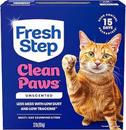 Fresh Step Clean Paws Multi Cat Clumping Litter, Unscented with Ammonia Block Technology, Low Tracking Formula, 22 lb. Box