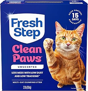 Fresh Step Clean Paws Multi Cat Clumping Litter, Unscented with Ammonia Block Technology, Low Tracking Formula, 22 lb. Box