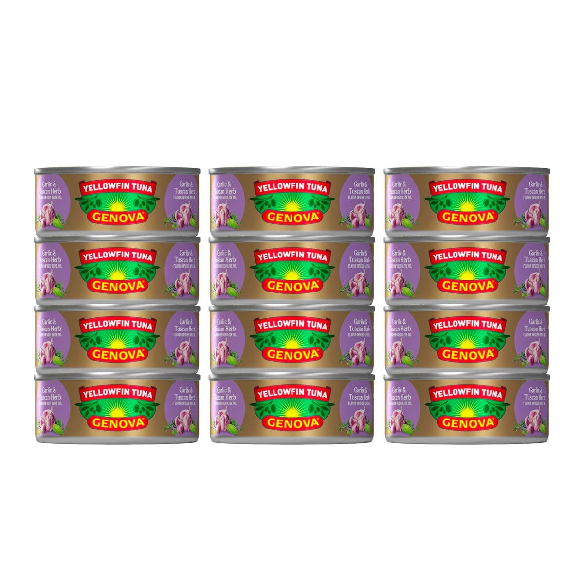Genova Yellowfin Tuna in Garlic and Tuscan Herb / 5 Ounce (Pack of 12) / 12 Tuna Fish