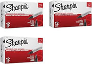 Sharpie Chisel Tip Permanent Markers, Black (12 Count) (3 Pack)