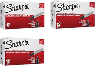 Sharpie Chisel Tip Permanent Markers, Black (12 Count) (3 Pack)