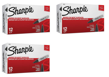 Chisel Tip Permanent Markers by Sharpie – 1 Count (Pack of 3), Pack of 3, Model 785169